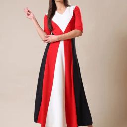 PURVAJA Red Color-Block Dress-picture-35
