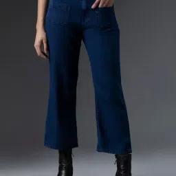 High Star Blue Cotton Straight Fit High Rise Jeans-picture-47