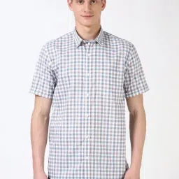 Peter England White Slim Fit Checks Shirt-picture-33