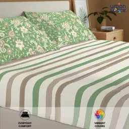 Urban Space Peach Pink Stripes Double Bed Sheets Sets With Pillow Covers image 4