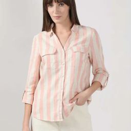 Vero Moda White Cotton Linen Regular Fit Striped Shirt-picture-23