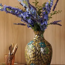 Pure Home and Living Blue & Green Bamboo Capiz Shell Round Vase (Large)-picture-16