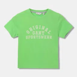 Gant Kids Green Cotton Printed T-Shirt-image-1