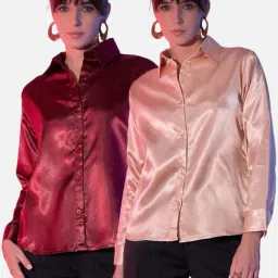 BUYNEWTREND Maroon & Beige Regular Fit Shirt (Pack Of 2)-picture-13
