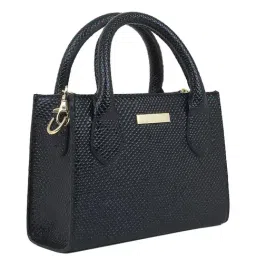 Spice Art Black Textured Small Handbag image 5