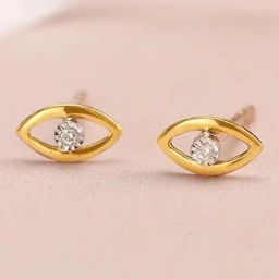Mia by Tanishq Shimmering Eye 14k Gold and Diamond Stud Earrings-picture-48