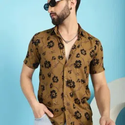 Indian Needle Mustard Regular Fit Printed Shirt-image-2
