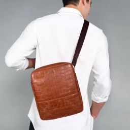 SASSORA EEFA Tan Leather Textured Large Cross Body Bag-picture-49