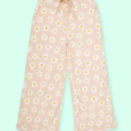 Kiddopanti Girls Peach and Lilac Cotton Printed Regular Fit Pyjamas - Pack of 2 image 3