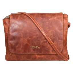 SASSORA UNFOLD Brown Leather Small Cross Body Bag-picture-6