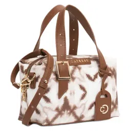 Caprese Brown Shibori Printed Small Leather Duffle Bag image 4