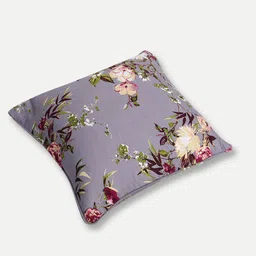 SWAYAM Grey & Pink Set of 2 Floral Square Cushion Covers image 5