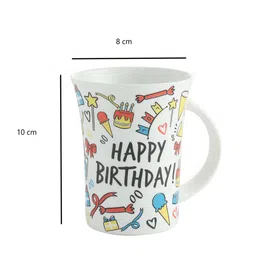 CLAY CRAFT White & Black Printed Ceramic Milk Mug 350 ml image 3