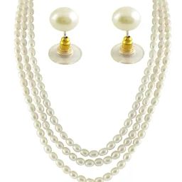 Sri Jagdamba Pearls Golden & Silver Alloy Necklace Set-picture-1