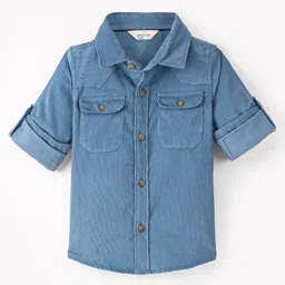 INFINITY Cotton Full Sleeves Solid Shirt - Blue-picture-24