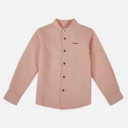 Pepe Jeans Cotton Blend Woven Full Sleeves Mandarin Collar Solid Shirt - Orange-picture-11