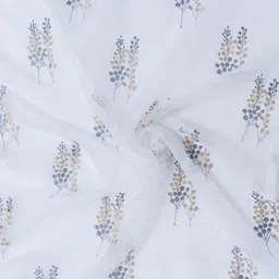 Parda Online White & Grey Set of 2 Floral Sheer Window Curtain image 2