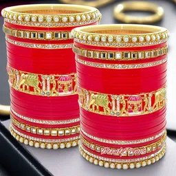 BeautyTrends Set Of 58 Gold-Plated Kundan-Studded Bangles-picture-11