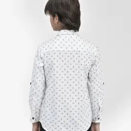 CRIMSOUNE CLUB Full Sleeves Abstract Printed Shirt - White image 3