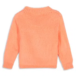 Windrop Solutions Full Sleeves Solid Crocheted Sweater - Peach image 3