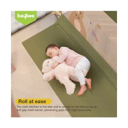 BAYBEE Baby Bed Rail Guard for Baby Toddlers Safety, Portable Kids Bed Rail Safeguard Fence with Adjustable Height | Foldable Single Side Bed Protector for Newborn Baby (Pack of 2, Dark Green, 180x80cm) image 2