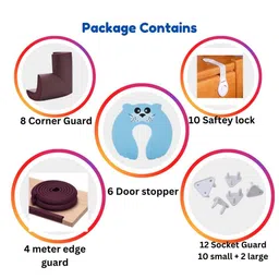 Nexbie Baby Safety Kit - 4 Meters Edge Guard + 8 Corner Guards + 6 C-Shape Door Stoppers + 12 Socket Guards + 10 Child Safety Locks for Drawers, Cabintes etc., All-in-one Baby Proofing Products image 2