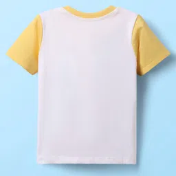 Babyhug Disney Single Jersey Knit Half Sleeves T-Shirt & Short Set With Mickey Mouse Print - Yellow & White image 3