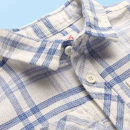 Babyhug Cotton Woven Half Sleeves Checkered Shirt- White image 3