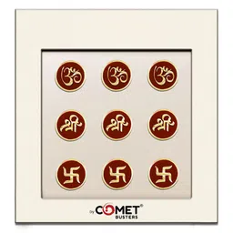 Comet Busters Round Spiritual OM Swastika Shree Handcrafted Bindi - Gold & Maroon-image-22