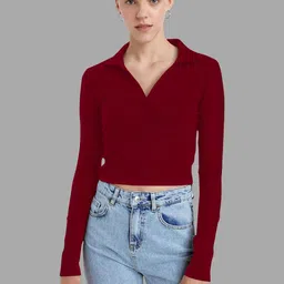 Maheshvi Shirt Collar Fitted Crop Top-picture-10