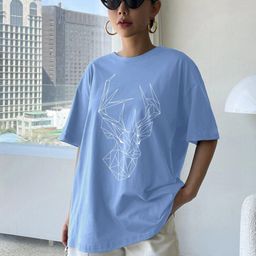 TOGS & TERRE Graphic Printed Round Neck Organic Cotton Oversized T-shirt-picture-1