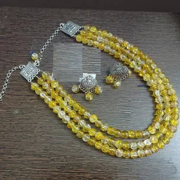 MAYANKS Yellow Beads Layered Jewellery Set-picture-23