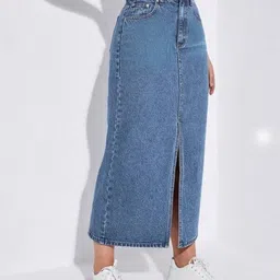 blackx Denim Skirt for Women| Short Denim Skirt for Women| Denim Slit Skirt for Women - SK05BLA image 4