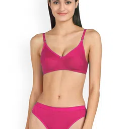 PIBU Pack Of 3 Cotton Non Padded Bra & Mid-Rise Brief image 2