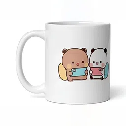 Mr UVD White Cartoon Characters Printed Ceramic Glossy Mug 350 ml image 1