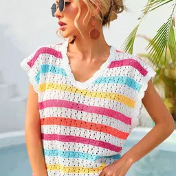 StyleCast Women Striped V-Neck Sweater Vest-image-20
