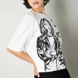 max Women Printed Drop-Shoulder Sleeves Pockets T-shirt image 5