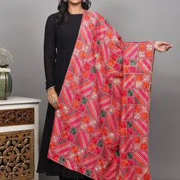 Exotic India Embroidered Phulkari Dupatta with Thread Work-image-78