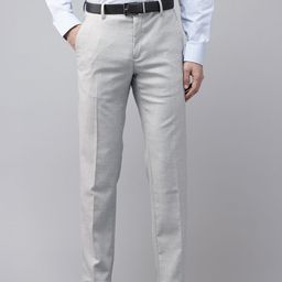 Van Heusen Men Slim Fit Self Design Textured Formal Trousers-picture-39