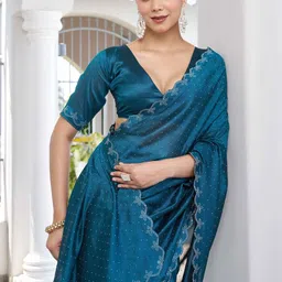 GHAN SALS Solid Embellished Sequinned Baluchari Saree image 4