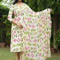 SZN Women Floral Printed Regular Kurta with Trousers & With Dupatta-picture-31