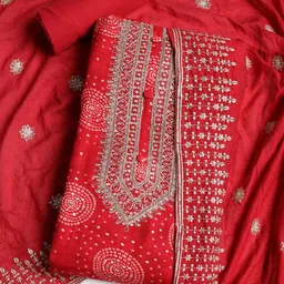 Meena Bazaar Bandhani Embroidered Sequinned Unstitched Dress Material-picture-16