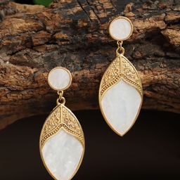DIVASTRI Gold-Plated Leaf Shaped Drop Earrings-picture-18