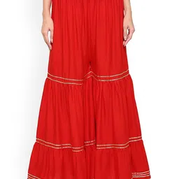 SRISARAS Women Cotton Wide Leg Pleated Trousers-image-28