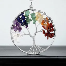 Goldnera Artificial Beaded Circular Tree Shaped Pendant With Chain image 2