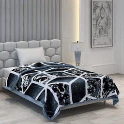 Monte Carlo Grey & Red Floral Heavy Winter Single Bed Blanket 994 GSM-picture-22