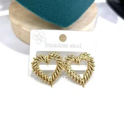 AKISON JEWELS Women Stainless Steel Heart Shaped Earrings-image-9