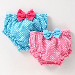 Babyhug 100% Cotton Bloomer Polka Dot Print - Pack of 2 - Pink Blue-image-94
