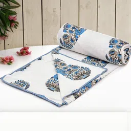 Anadhika Blue Floral AC Room Double Bed Dohar-picture-15