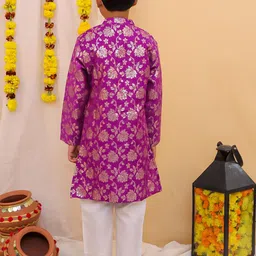 kid1 KID1Jacquard Pure Silk Sherwani Set image 2